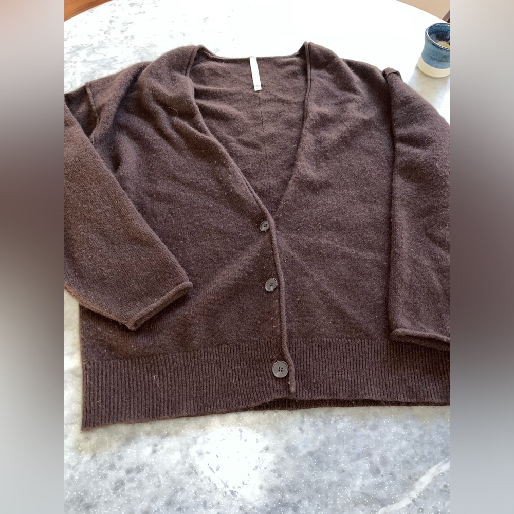 Aritzia brown cashmere cardigan